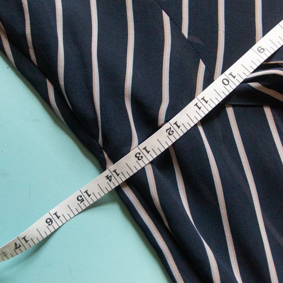 Rachel Roy Collection Navy Blue White Striped Long Sleeve Midi Length Dress Sz 6 - Picture 7 of 11